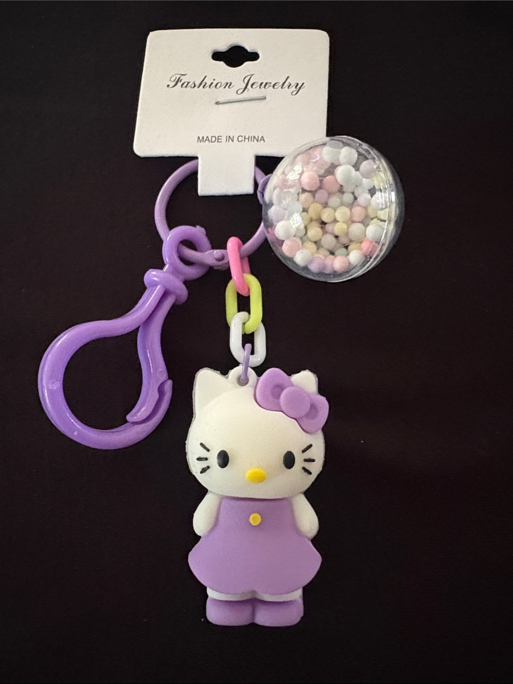 Fashion Jewelry Purple Hello Kitty Keychain Bag Charm